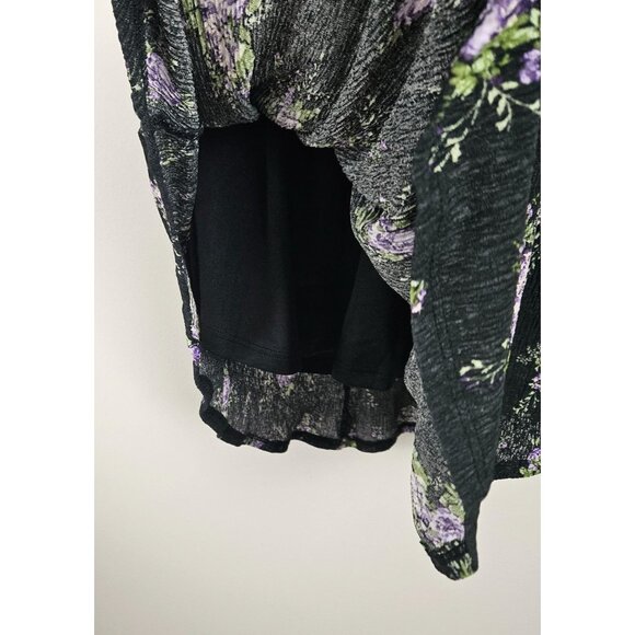 Womens Size M Black Floral Halter Neck Mini Dress Open Back Lined Sexy Party - Picture 9 of 11